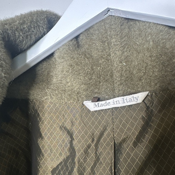 MaxMara Size 10 Mohair Wool Alpaca Green Tan Quiet Luxury Fall Coat Cardigan - Picture 9 of 16